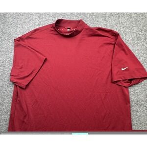 Vintage Nike Golf Shirt Mens Sz XXL Red‎ Maroon Fit Dry Mock Neck Athletic Y2K
